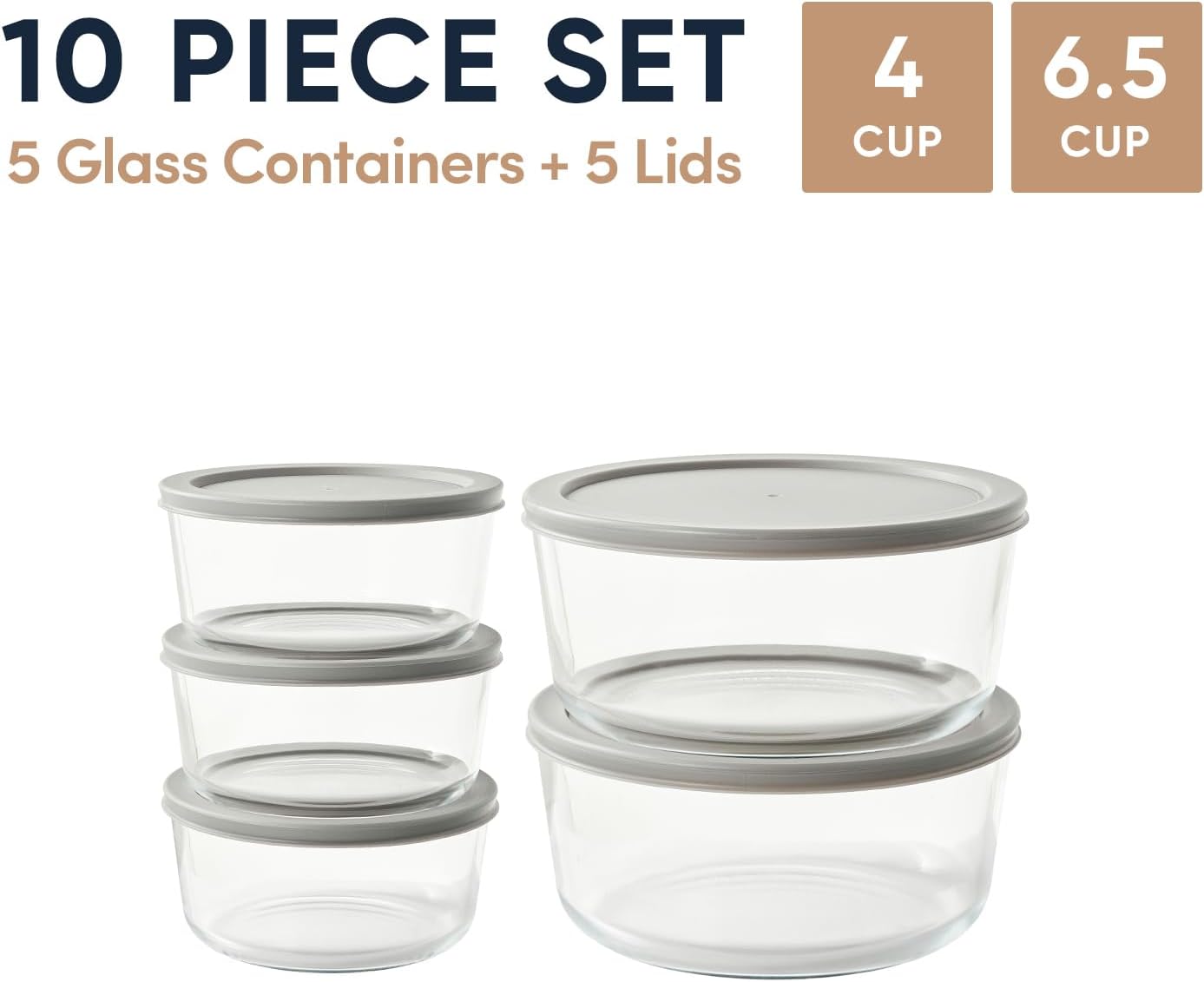 6-Piece Glass Food Storage Containers Set (3 Containers + 3 BPA-Free Lids) | 2-Cup, Leakproof | Microwave, Freezer, Oven & Dishwasher Safe | Ideal for Meal Prep & Pantry Organization, Pistachio