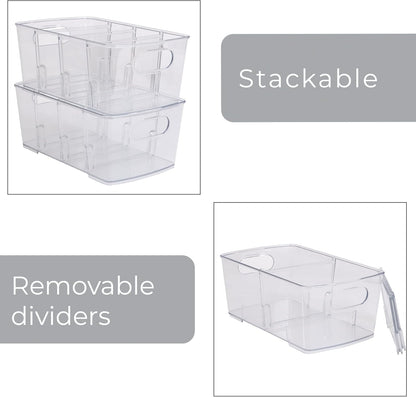 Smart Design 4-Section Clear Bin with Removable Dividers