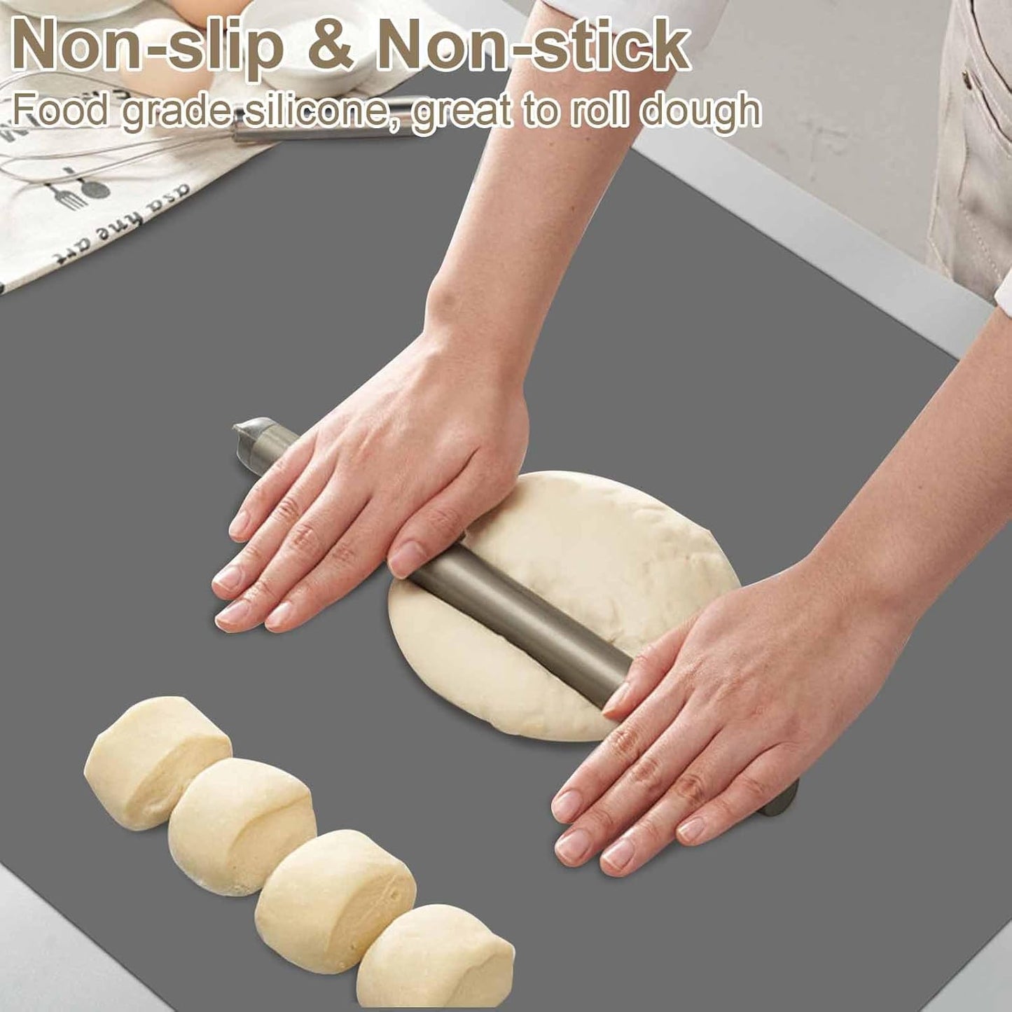 36"x24"(90cmx60cm) Large Silicone Mat for Kitchen Counter, Heat Resistant Non-Slip Countertop Protector, Waterproof Silicone Craft Mat for Kitchen Island, 2Pack (Semitransparent)