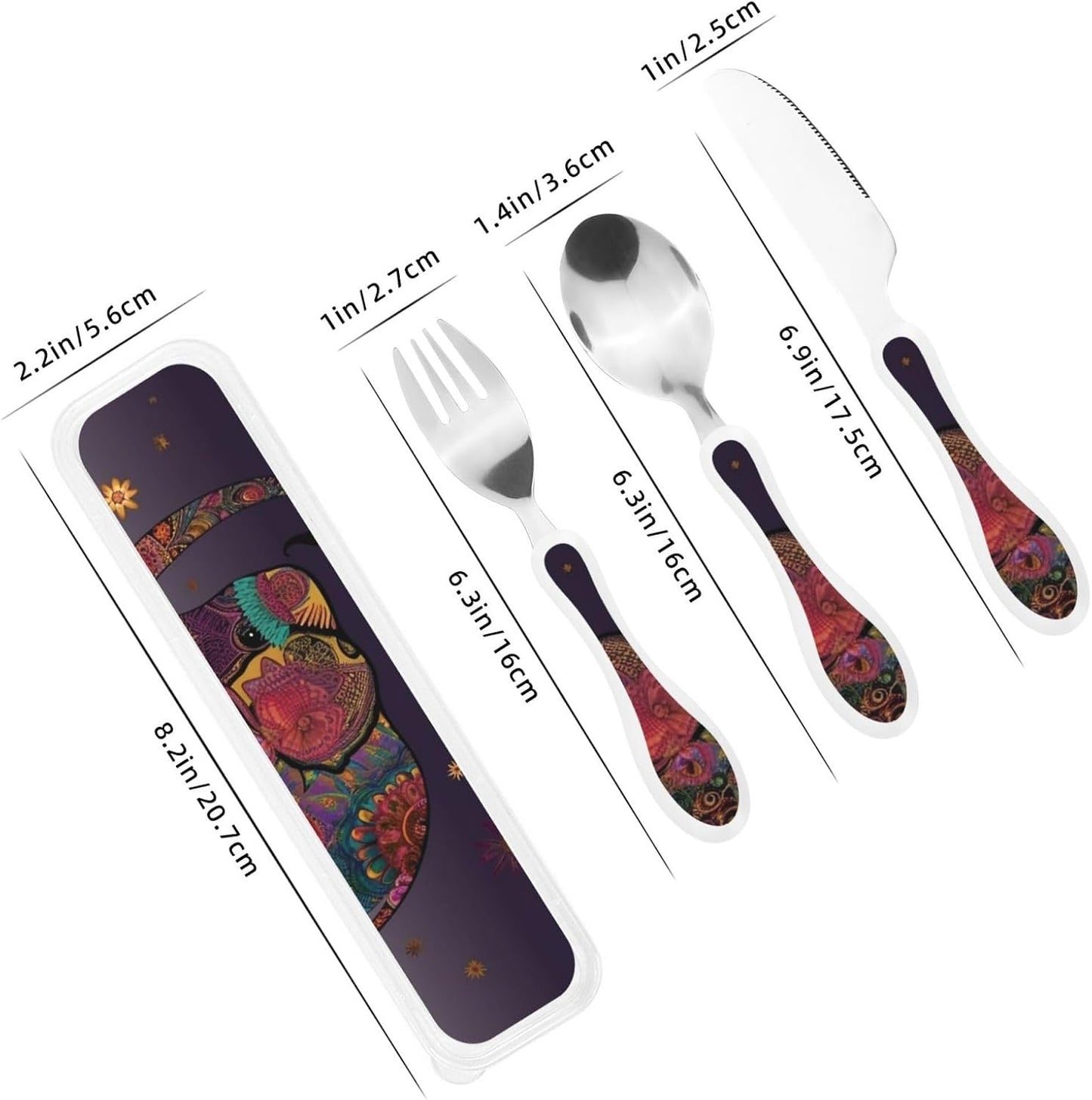 3-Piece Kids Silverware Set With Storage Case, Stainless Steel Reusable Children Safe Knife Spoon Fork Set African Animals Children Flatware Set For Kids Lunch Box