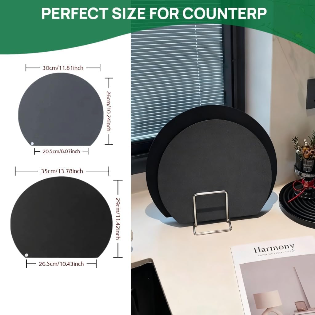 TPU Cutting Boards, Flexible, Non-slip Chopping Boards for Kitchen, Knife-Friendly & Dishwasher Safe Cutting Mat for Meat, Vegetables & Fruits (2PCS, Gray/Black-D Shape)
