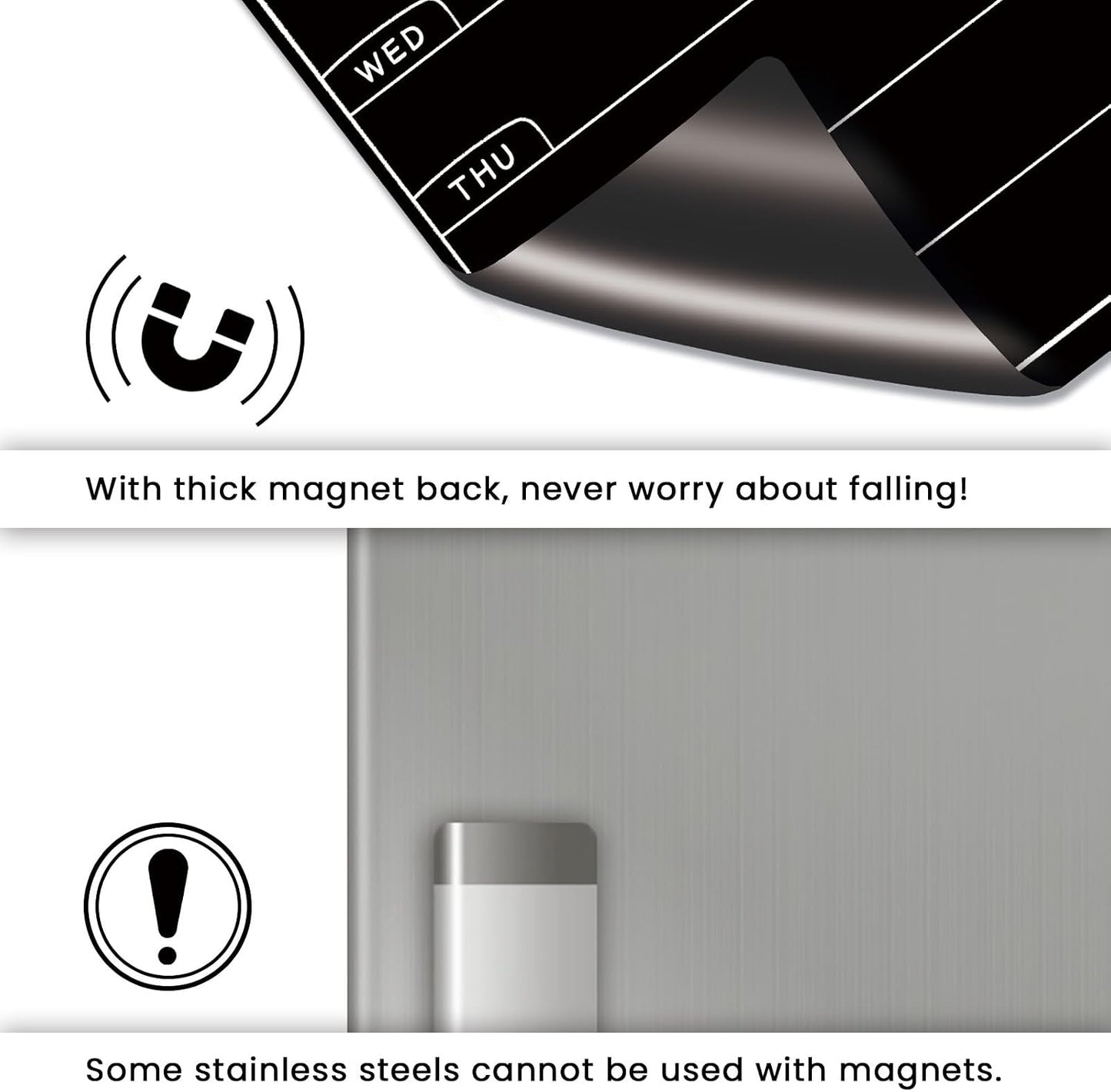 ALEZEL Magnetic Menu Board for Fridge, Weekly Calendar Blackboard Set for Refrigerator - Includes Weekly Black Dry Erase Board for Kitchen & 2 Grocery List, 3 Chalk Markers + Eraser