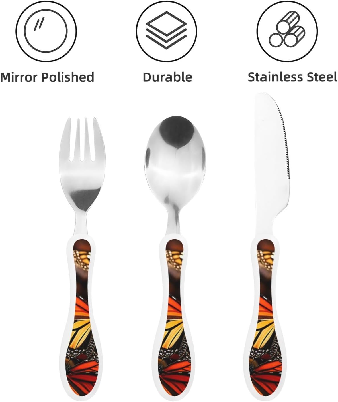 3-Piece Kids Silverware Set With Storage Case, Stainless Steel Reusable Children Safe Knife Spoon Fork Set Blue Active Girl Running Sunset Children Flatware Set For Kids Lunch Box - Colors B