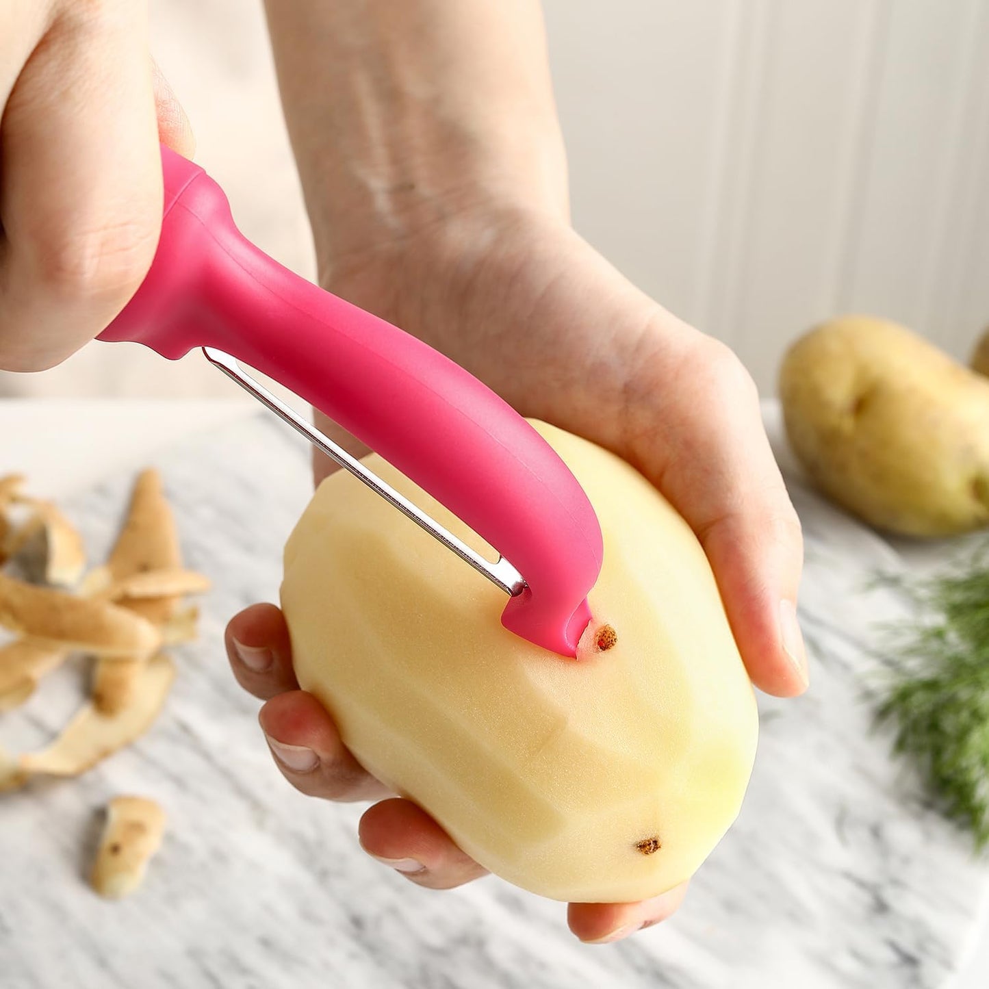 Spring Chef Premium Swivel Vegetable Peeler, Soft Grip Handle and Ultra Sharp Stainless Steel Blades - Perfect Kitchen Peeler For Veggie, Fruit, Potato, Carrot, Apple - Mango