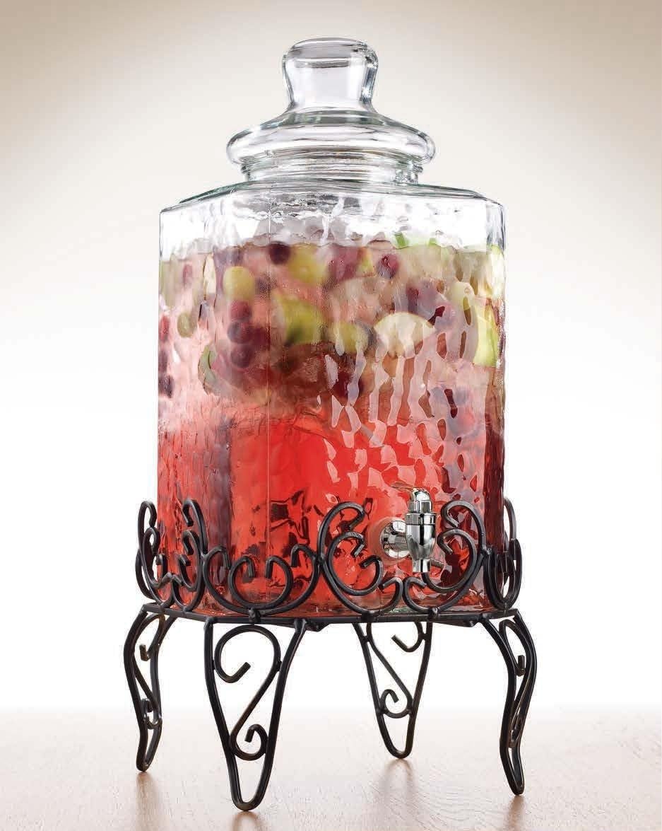 2 PACK 1.5 Gallon Drink dispenser, Glass Beverage Dispenser With Elegant Stand Stand, Drink Dispensers for Parties With Spigot 100% Leakproof. Perfect For Parties And Daily Use