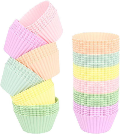 36 Pack Silicone Muffin Cups, Non-Stick Muffin Liners Cake Cup Mold Set, Reusable Silicone Baking Cups, Baking Muffin Cups Liners for Cupcakes, Multicolor