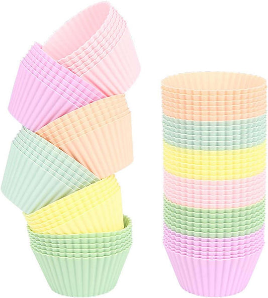 36 Pack Silicone Muffin Cups, Non-Stick Muffin Liners Cake Cup Mold Set, Reusable Silicone Baking Cups, Baking Muffin Cups Liners for Cupcakes, Multicolor