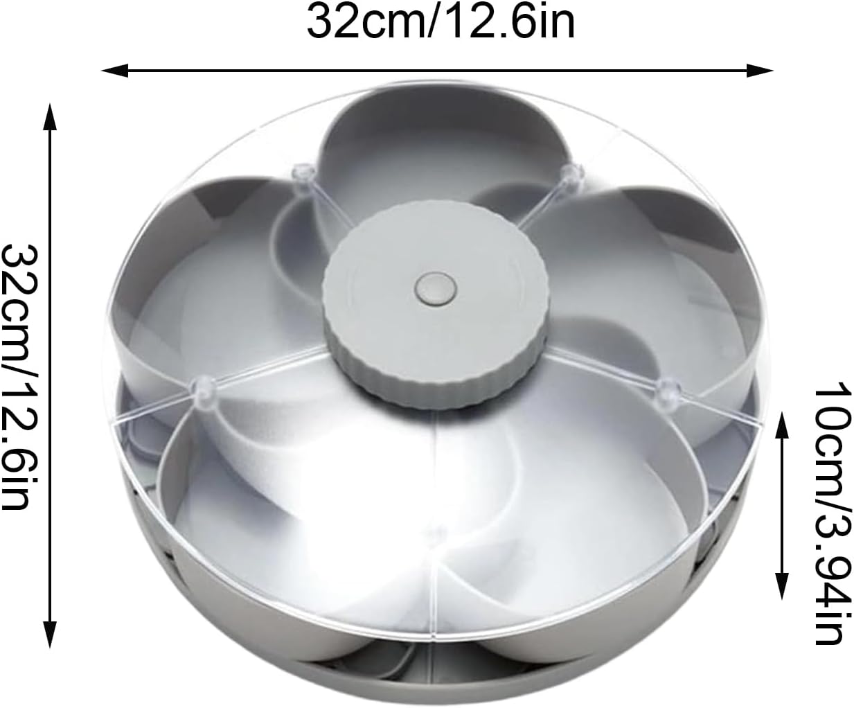 Snack Tray Lid - Rotating Divided Container, Non Slip with Party Base, Vegetable Fruit with Dipping Sauce, Serving Tray, Appetizer Picnic Snack Trays for Travel Dining Table Party Serving