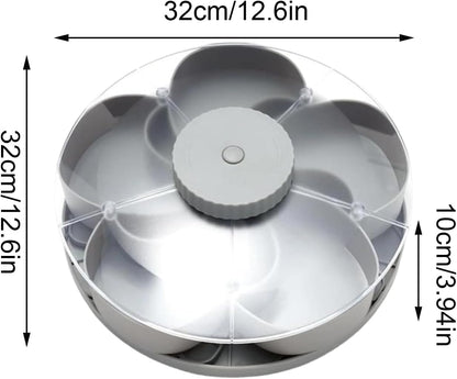 Snack Tray Lid - Rotating Divided Container, Non Slip with Party Base, Vegetable Fruit with Dipping Sauce, Serving Tray, Appetizer Picnic Snack Trays for Travel Dining Table Party Serving