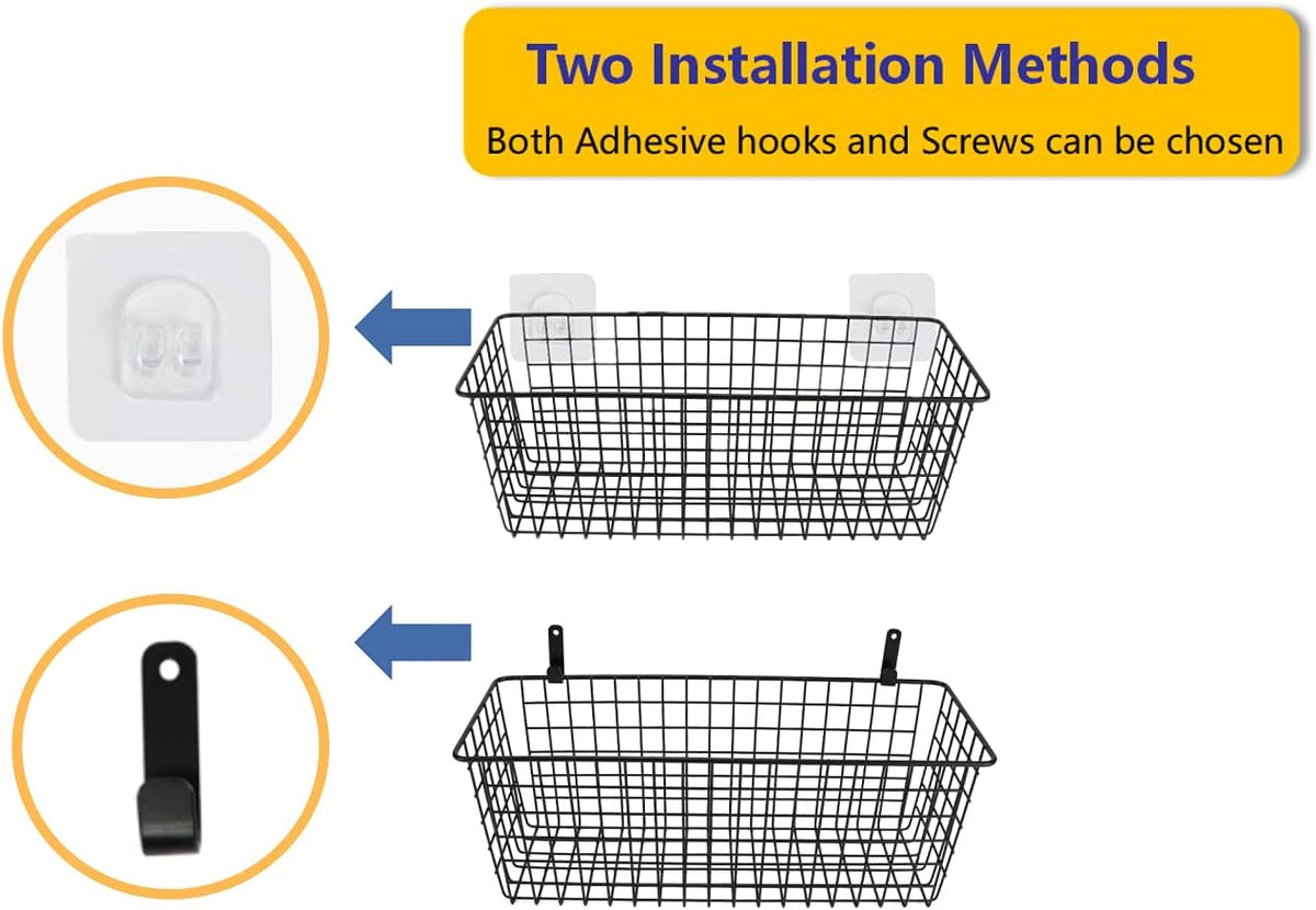 Joben Oligey 3 Set [Extra Large] Hanging Wall Wire Baskets, Farmhouse Food Storage Kitchen Pantry Laundry Closet Garage RV, White