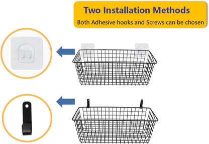 Joben Oligey 3 Set [Extra Large] Hanging Wall Wire Baskets, Farmhouse Food Storage Kitchen Pantry Laundry Closet Garage RV, White