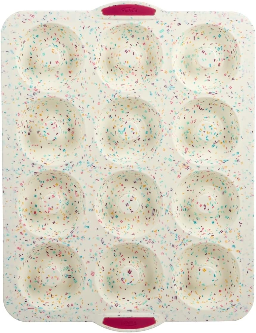 Trudeau Structure White Confetti 6-Cup Jumbo Muffin Pan – Premium Steel-Reinforced Silicone Bakeware, Nonstick BPA-Free Cupcake & Muffin Mold – Oven, Freezer & Dishwasher Safe