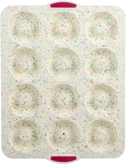 Trudeau Structure White Confetti 6-Cup Jumbo Muffin Pan – Premium Steel-Reinforced Silicone Bakeware, Nonstick BPA-Free Cupcake & Muffin Mold – Oven, Freezer & Dishwasher Safe