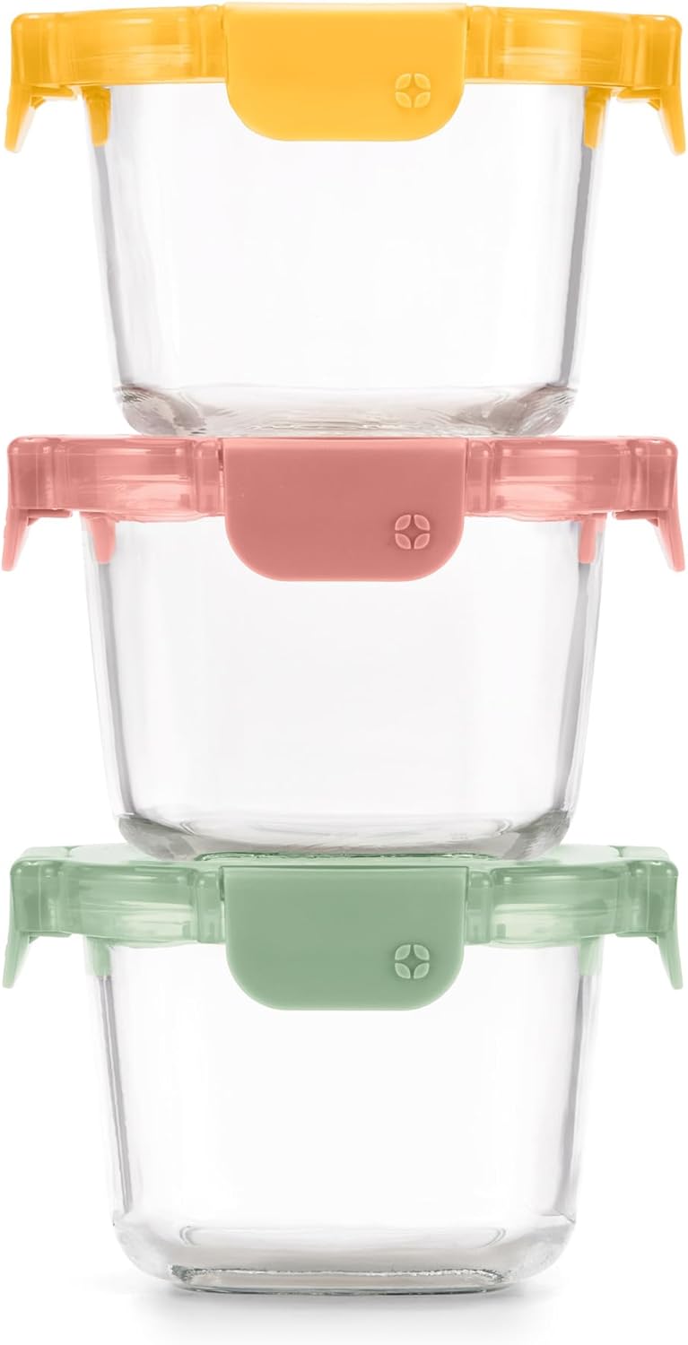 Ello Color Lock Glass Meal Prep Sets Leak-Proof Glass Food Storage Containers with Airtight BPA-Free Plastic Lids, Dishwasher, Microwave, and Freezer Safe