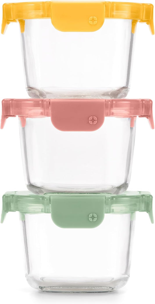 Ello Color Lock Glass Meal Prep Sets Leak-Proof Glass Food Storage Containers with Airtight BPA-Free Plastic Lids, Dishwasher, Microwave, and Freezer Safe