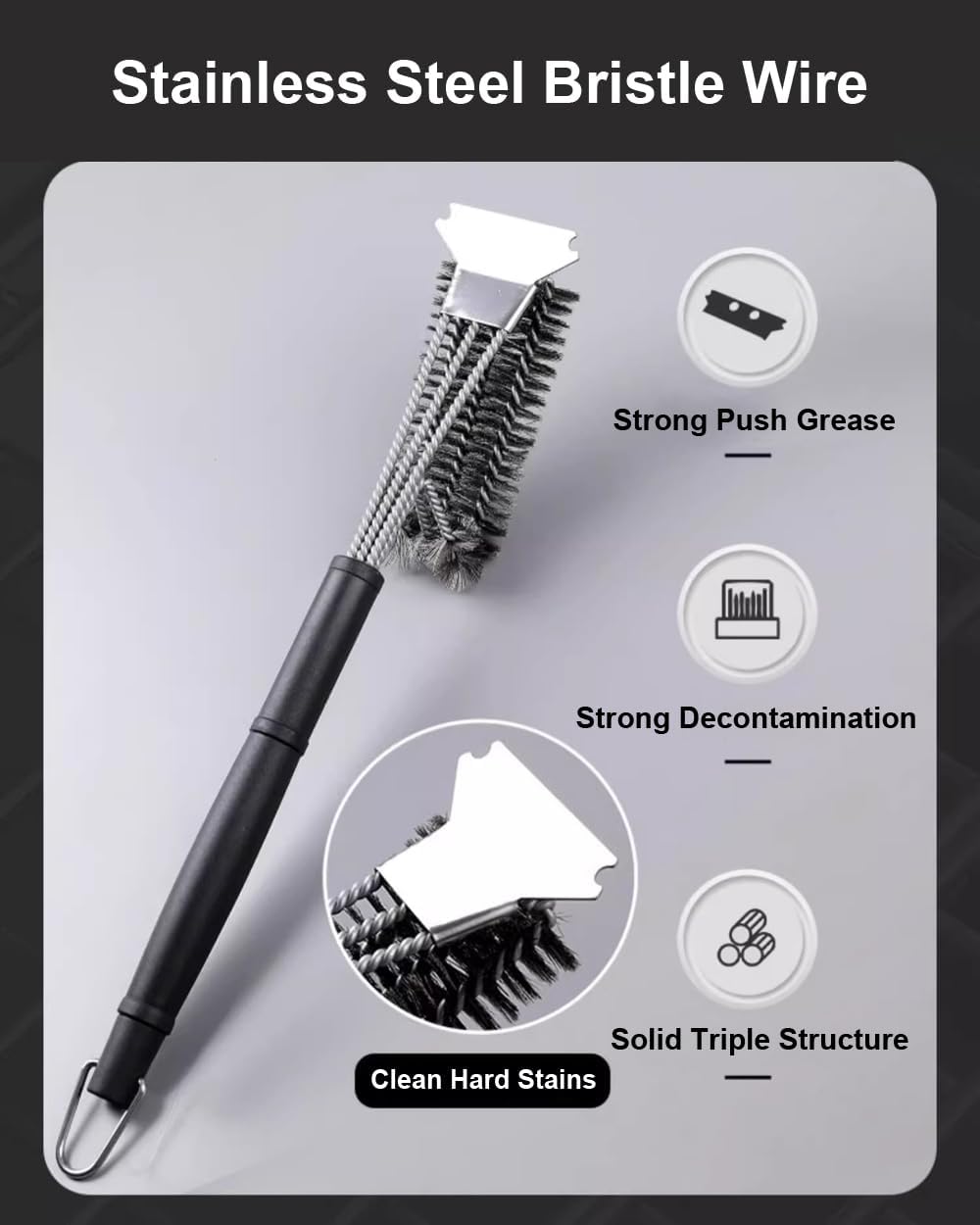Grill Brush Grill Cleaning Kit, Grill Cleaner BBQ Grill Accessories Grill Rescue Brush Grill Brush Bristle Free, Grill Brush for Outdoor Grill BBQ Brush for Grill Cleaning (D23)