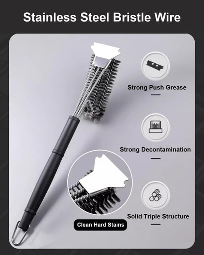 Grill Brush Grill Cleaning Kit, Grill Cleaner BBQ Grill Accessories Grill Rescue Brush Grill Brush Bristle Free, Grill Brush for Outdoor Grill BBQ Brush for Grill Cleaning (D23)