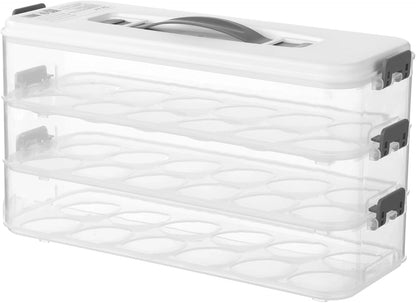 Homaisson Deviled Egg Container with Lid, 3-layer Egg Carrier Trays with 36 Slots, Clear Stackable Storage Container with Handle for Refrigerator, Pantry, Travel, 12.2x4.8x6.7