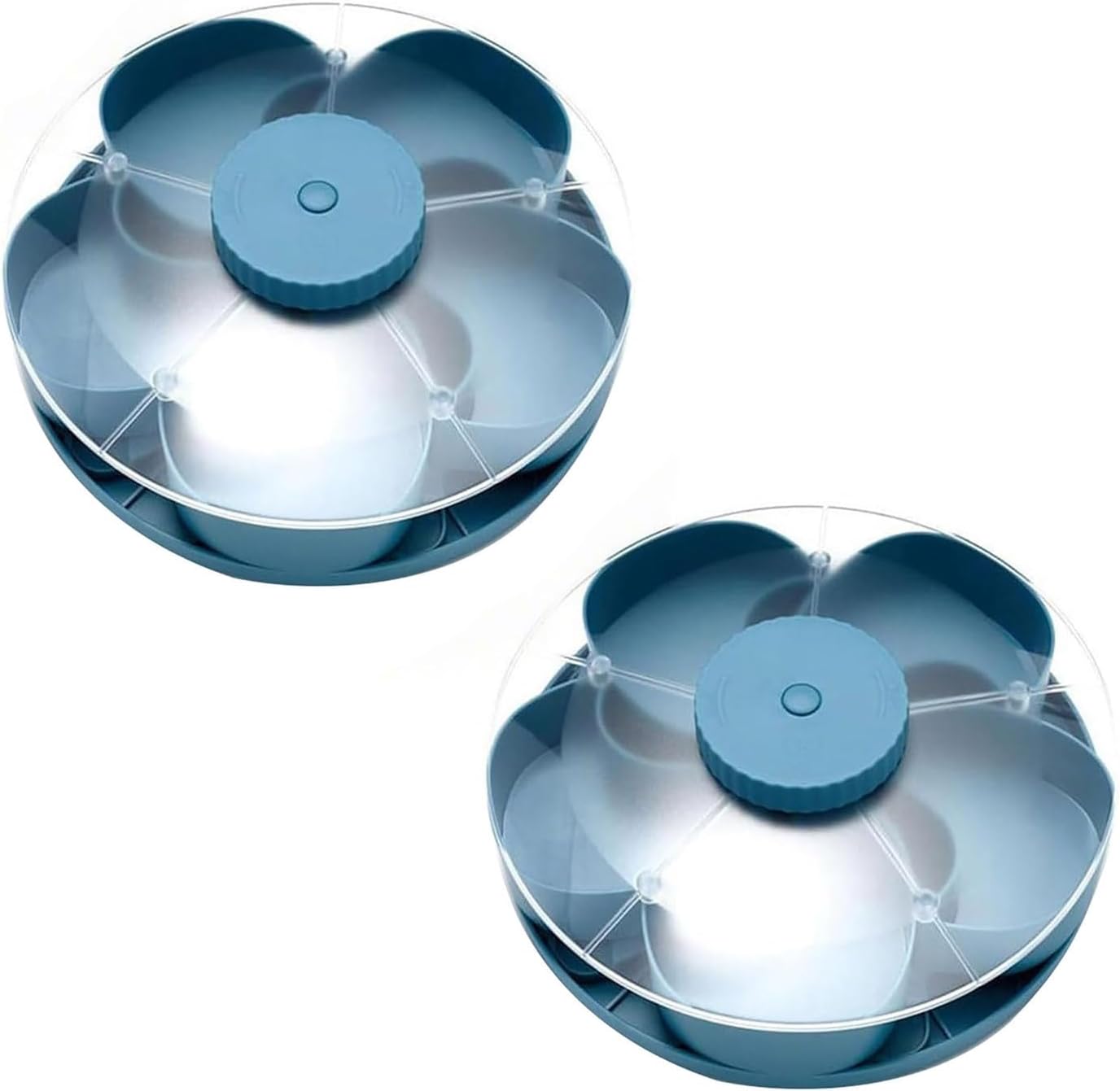 Rotating Snack Tray with Lid – 5 Compartment Divided Serving Tray That Spins, Non-Slip Base, 1 Cup Each Section, Rotating Snack Box Container for Parties, Taco Bars & Movie Nights Blue 2
