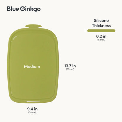 Blue Ginkgo Silicone Cutting Boards – Set of 3 (Small, Medium, Large) – Double-Sided, Thick, Flexible, Non-Slip, BPA Free – Juice Grooves, Dishwasher Safe (Made in Korea, Grey)