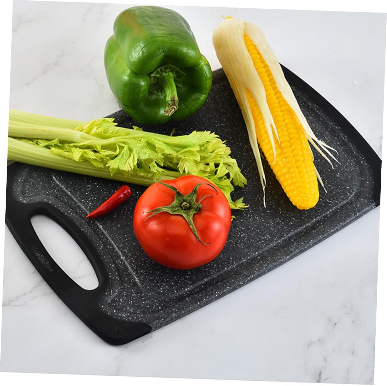 PRETYZOOM 3pcs Non-slip Plastic Cutting Board Mats Set, Double-sided Food-grade Chopping Boards for Meat and Vegetables, Black Home Kitchen Use
