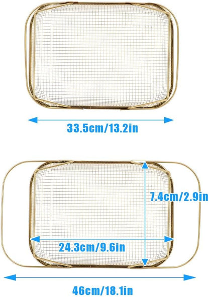 Over the Sink Colander, Expandable Baskets with Fine Mesh Strainer Handle Stainless Steel Rectangle Kitchen Colanders for Strain Drain Rinse Fruits Vegetables Pasta New Home Essentials (Silver)