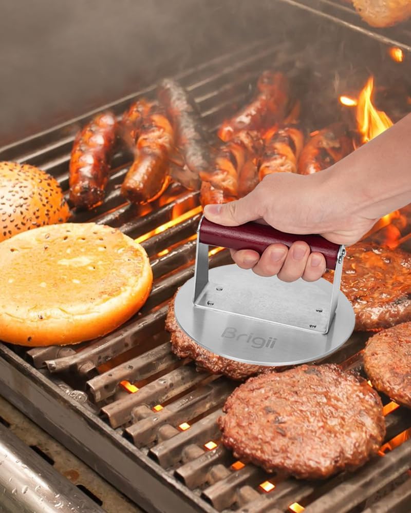Brigii 8.5" Stainless Steel Smash Burger Press, Heavy Duty Smasher