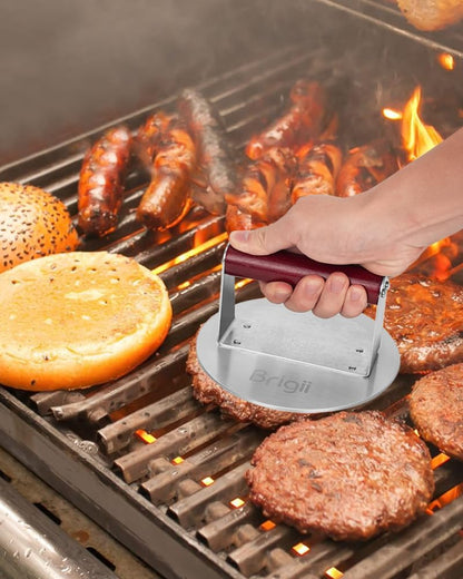Brigii 8.5" Stainless Steel Smash Burger Press, Heavy Duty Smasher