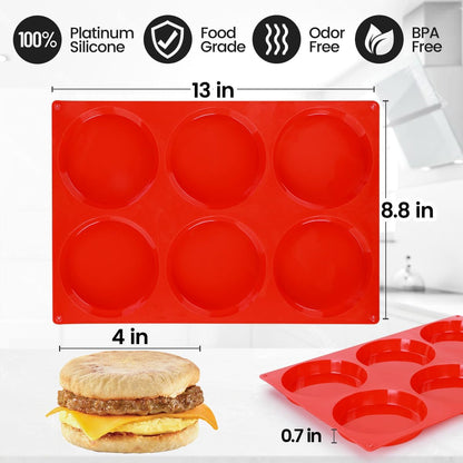 CAKETIME Muffin Top Pan, Silicone Egg Molds for Breakfast Sandwiches 3 Inch Round Baking Pan for Oven English Muffins, Whoopie Pies, Corn Bread, Egg bites, Tarts 3 Pack Confetti