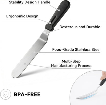 3 PCS Icing Spatulas, Offset Spatula, 6, 8 & 10 Inch