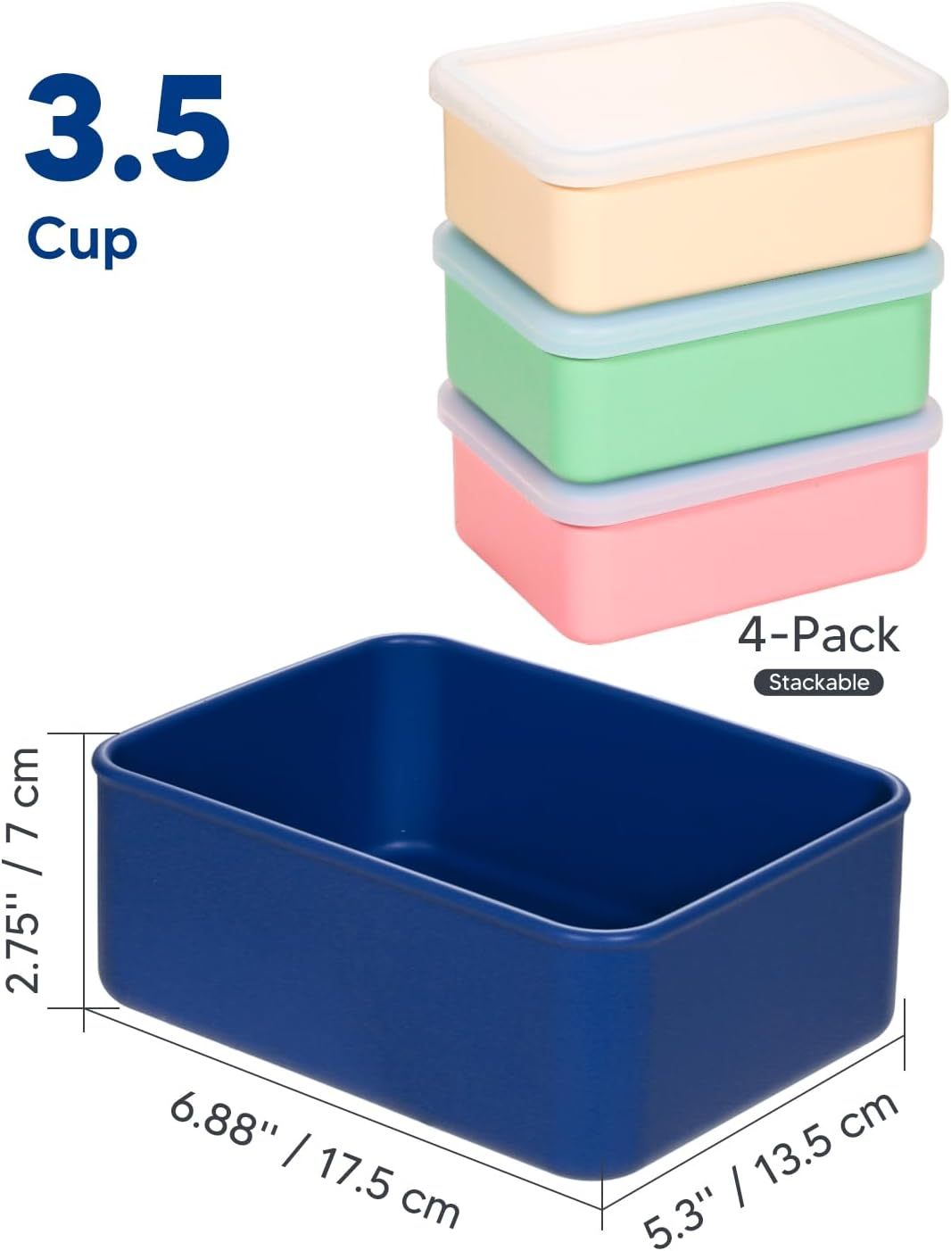 4 PCS 3.5 Cup Silicone Freezer Trays with Lid, Durable Silicone Soup Freezer Molds for Meal Prep and Food Storage, Reusable Freezer Containers for Soups Sauces Stews Curries (Lake Blue)