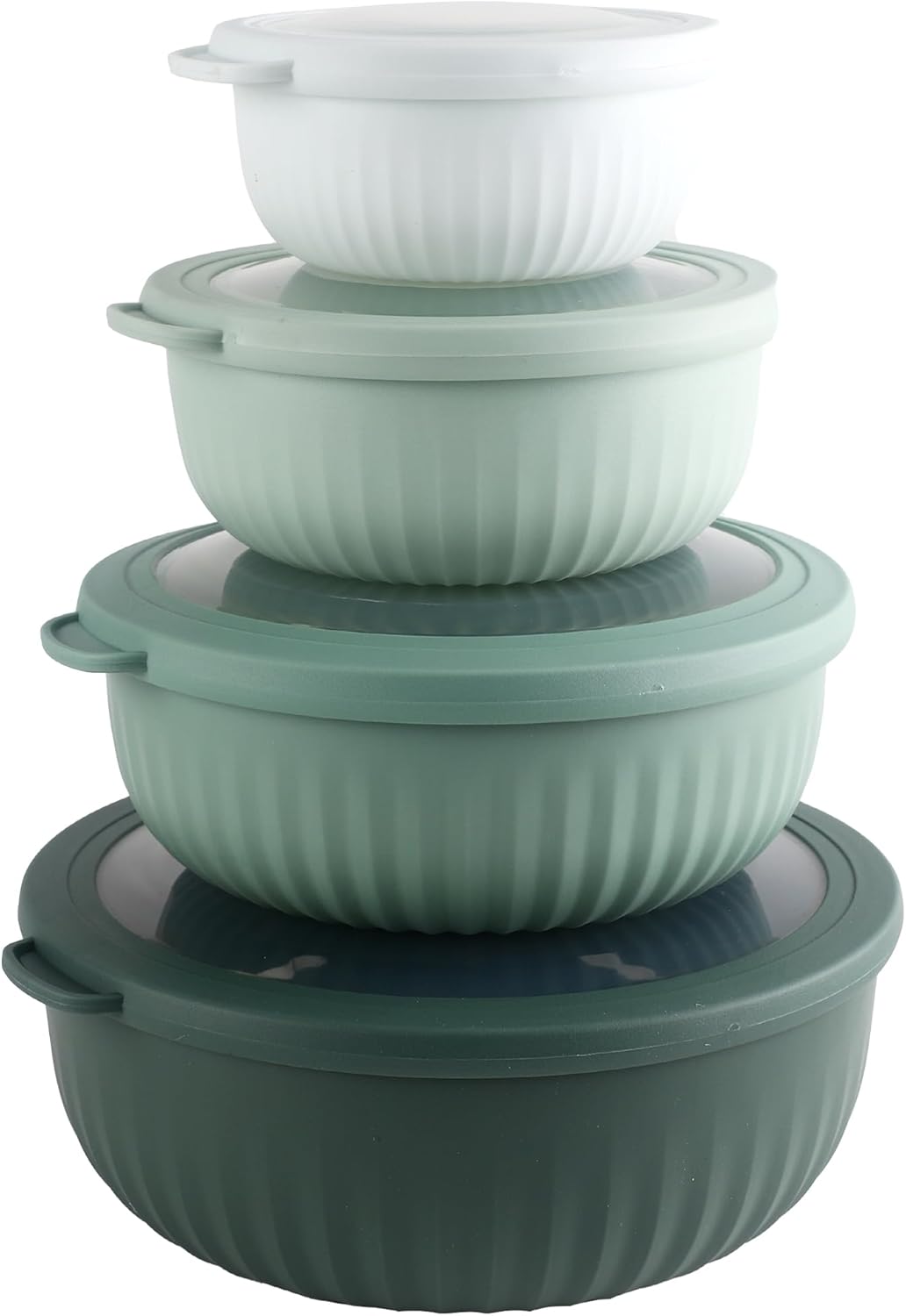 COOK WITH COLOR Prep Bowls with Lids- Wide and Deep Nesting Plastic Small Mixing Bowl Set with Lids, 8 Piece Set - Wide Bowls, Blue