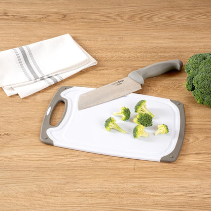 Restaurantware Cutting Board Set 15.7 x 9.6 x 1.1 Inches Plastic, Non-Slip Reversible Chopping Board Knife-Friendly Food Prep Board White