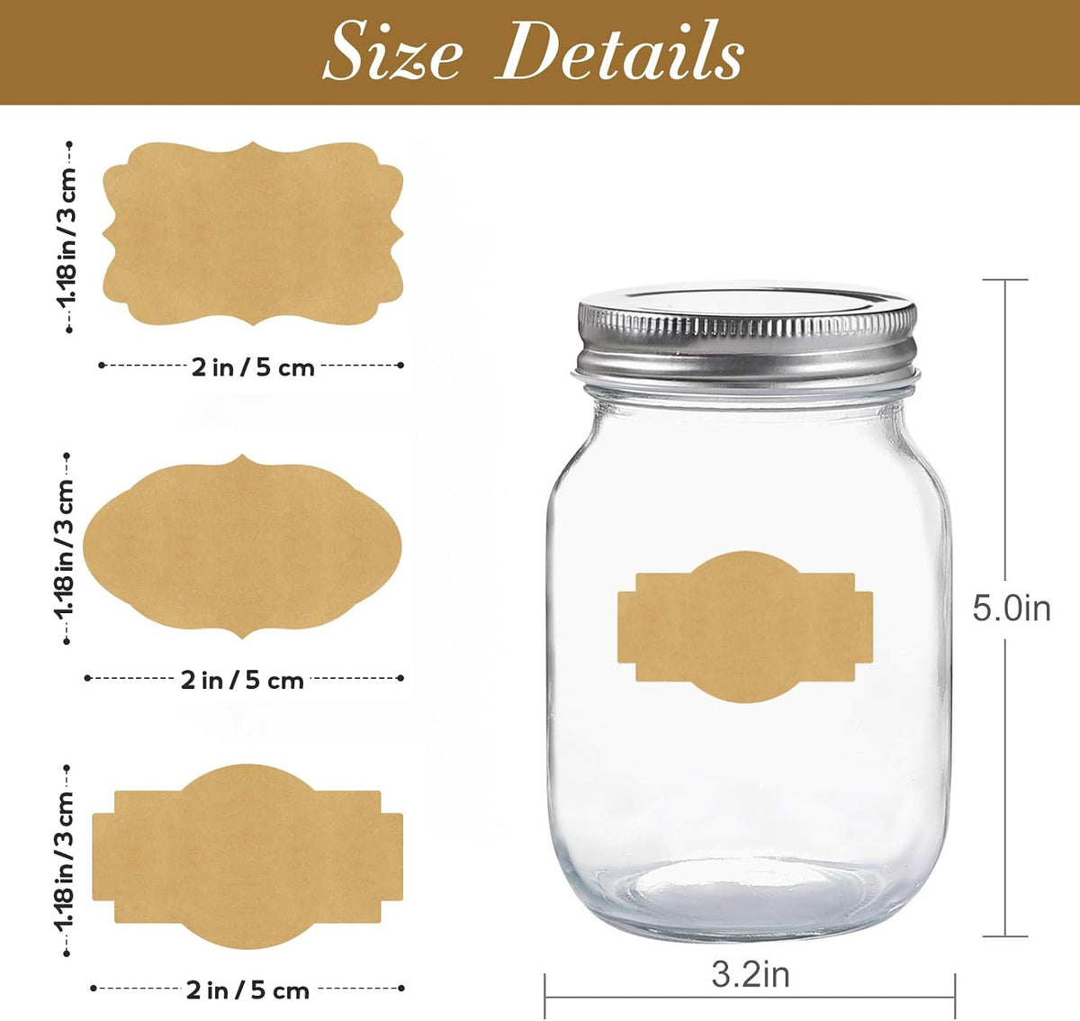 Imeepa Black Mason Jar & Bottle Label Stickers, 2"x1.2", 300PCS | Blank Labels. Writable for Jars, Bottles, Gift Wrapping, Food Storage & Crafts. Peel & Stick. Blackboard Style. 3 Designs.
