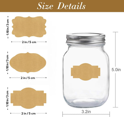 Imeepa Black Mason Jar & Bottle Label Stickers, 2"x1.2", 300PCS | Blank Labels. Writable for Jars, Bottles, Gift Wrapping, Food Storage & Crafts. Peel & Stick. Blackboard Style. 3 Designs.