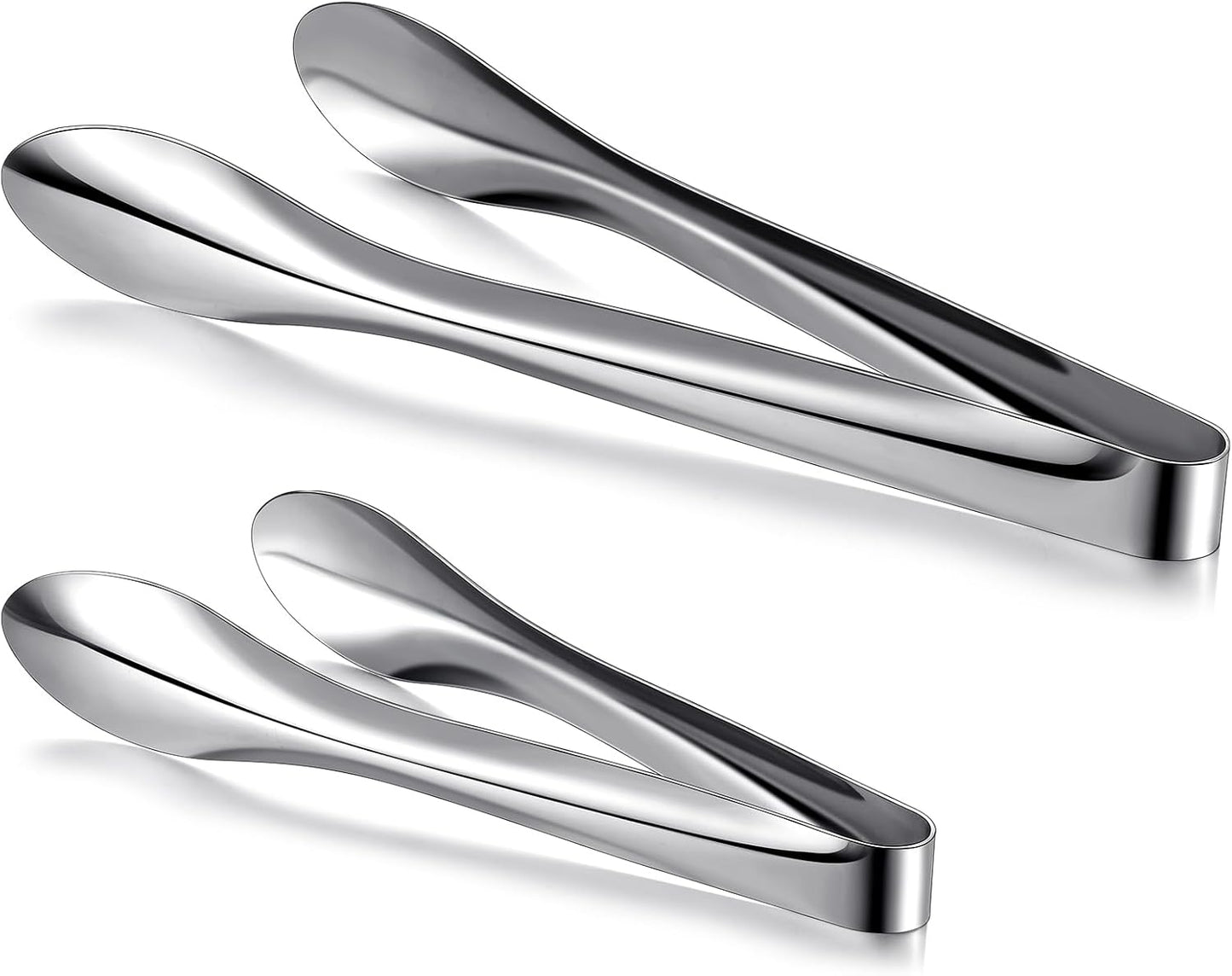 2 Pack Polished Stainless Steel Serving Tongs 9 and 12 Inch Metal Food Silver Tong for Buffet Salad BBQ Grilling Heavy Duty Kitchen Utensils for Cooking Catering Wedding Party