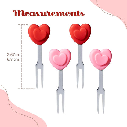 Cocktail Forks, 6-Piece Appetizer Forks, Cat Shapes, Stainless Steel and Silicone Small Forks for Fruits, Cheese, Appetizers