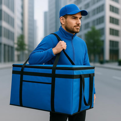 musbus Extra large XXXL Insulated Food Delivery Bag Cooler Bags Keep Food Warm Catering Therma Catering Bag for doordash 22x14x13 Cooler Bags Therma Shopper hot warming RED Pizza BLACK