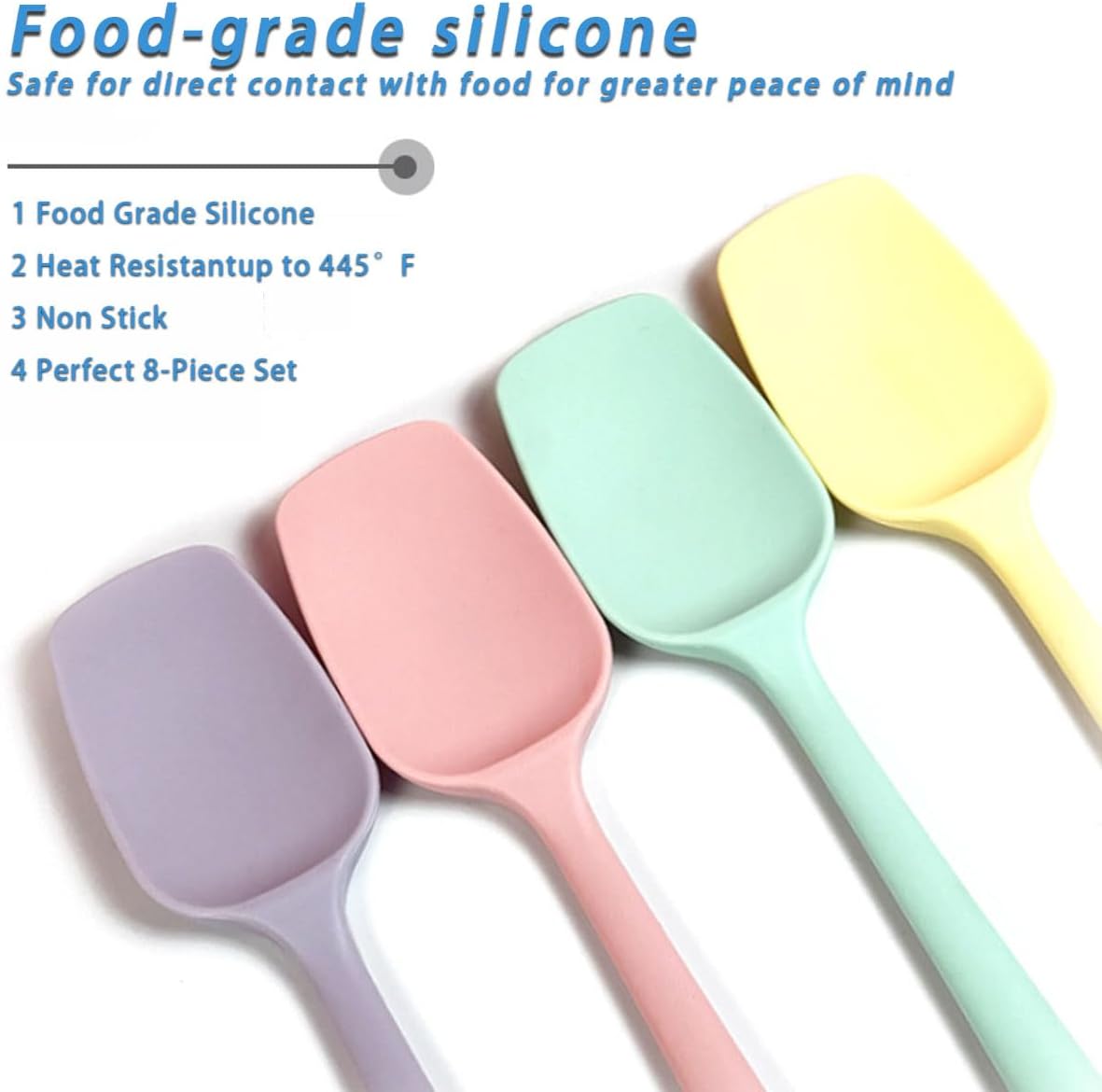 4 PCS Silicone Spatula,Rubber Spatula with Stainless Steel Core11 Inch Non-scratch Baking Cooking 8Inch Spatula Set Flexible Heat Resistant (Black)
