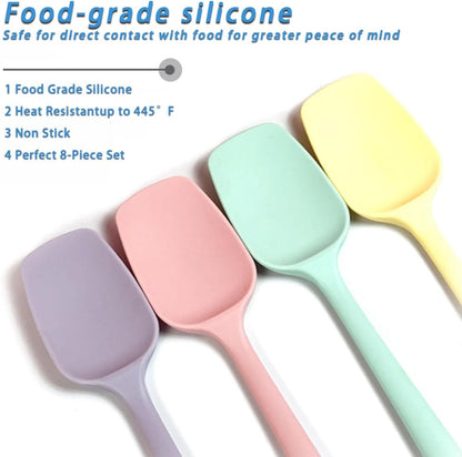 4 PCS Silicone Spatula,Rubber Spatula with Stainless Steel Core11 Inch Non-scratch Baking Cooking 8Inch Spatula Set Flexible Heat Resistant (Black)