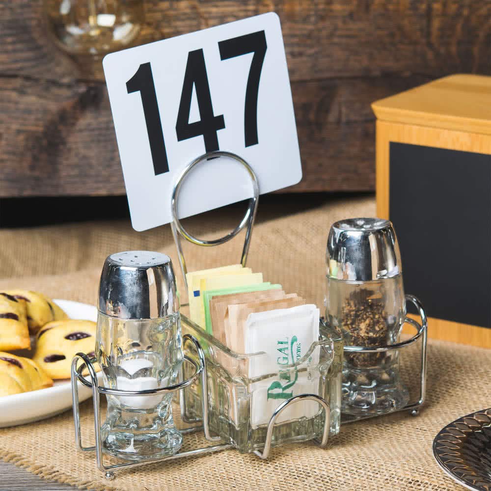 G.E.T. 4-22735 Chrome Metal Two Compartment Condiment Caddy Metal Table Caddies Collection