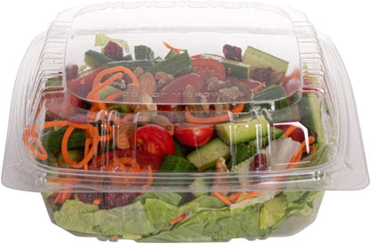 Smygoods Plastic Clamshell Food Containers, (Pack of 50-8x8x3 3/8) 3-Compartment, to go Containers, Hinged Food Container