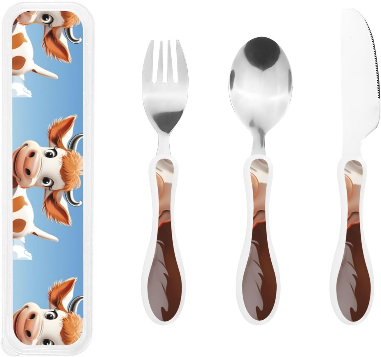 3-Piece Kids Silverware Set With Storage Case, Stainless Steel Reusable Children Safe Knife Spoon Fork Set Yellow Sunflowers Children Flatware Set For Kids Lunch Box