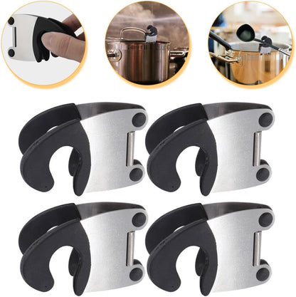 Stainless Steel Pot Side Clamp Spoon Holder 4pcs