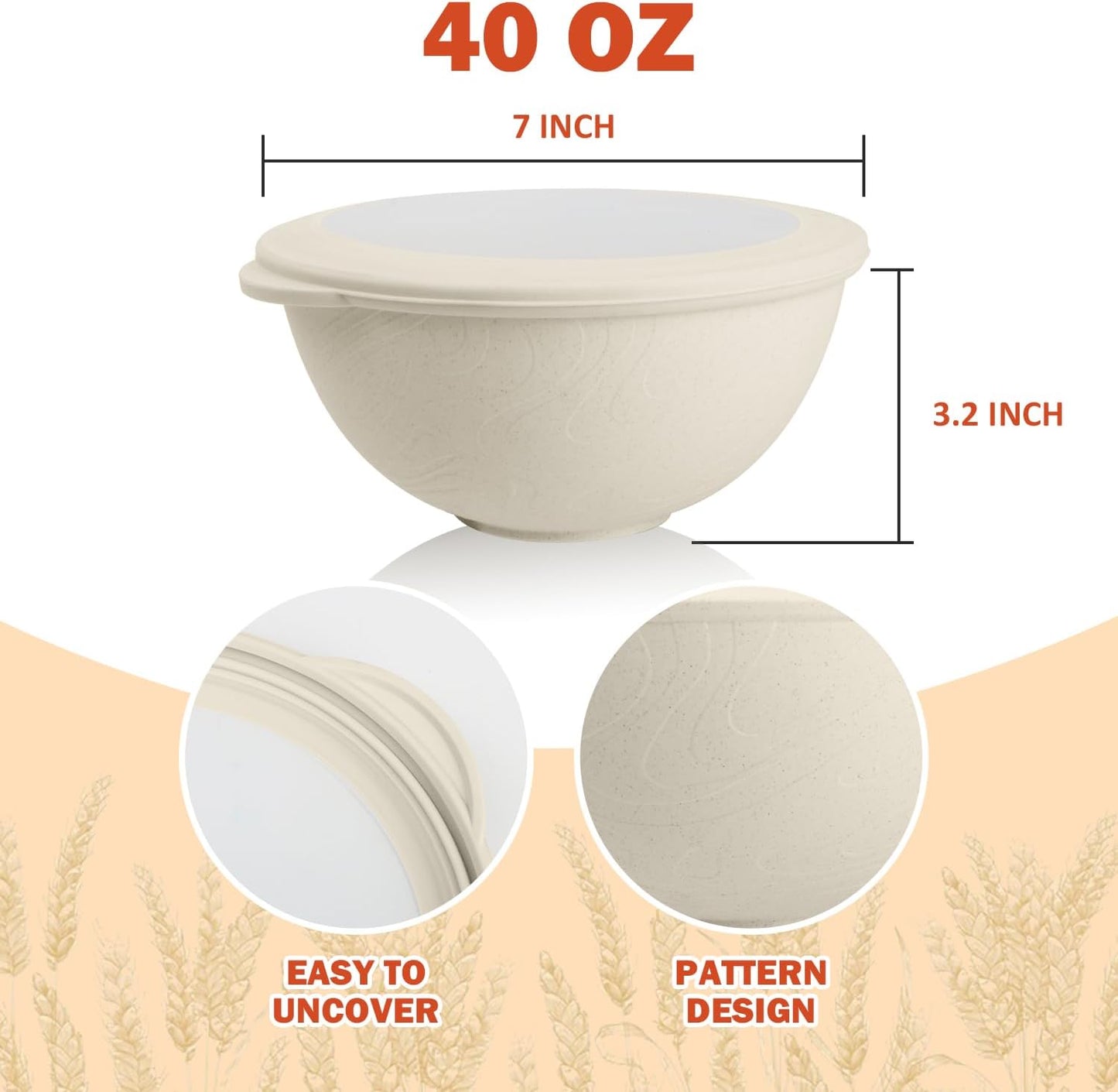Wrova Wheat Straw Bowls for Kitchen set of 6,Anti-Scald Thick Soup Bowls 40oz,Microwave and Dishwasher Safe Bowl Sets, Unbreakable Cereal Bowl Sets. Vibrant Series