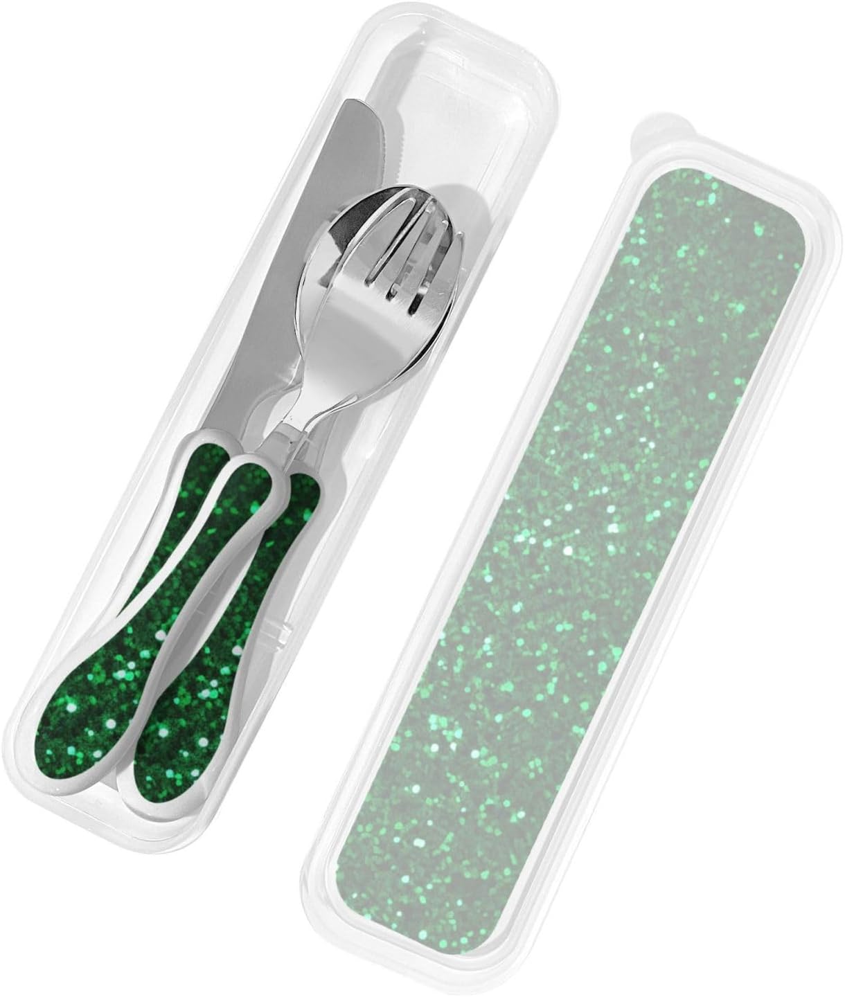 3-Piece Kids Silverware Set With Storage Case, Stainless Steel Reusable Children Safe Knife Spoon Fork Set Black White Stripes Red Rose Flowers Children Flatware Set For Kids Lunch Box