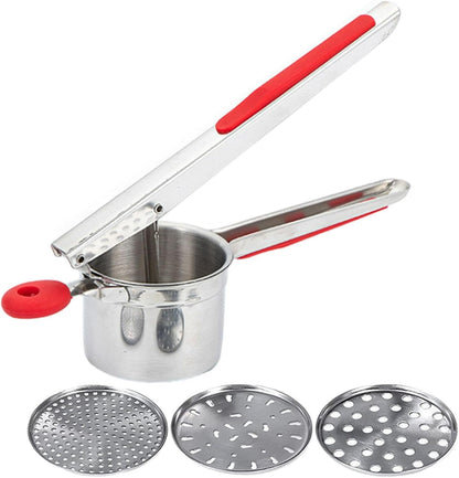 Stainless Steel Potato Ricer With 3 Discs, Heavy Duty Potato Ricer for Mashed Potatoes, Large Capacity Potatoes Masher and Rice-r Kitchen Tool(COLOR:Red)