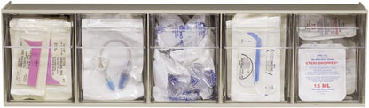 Akro-Mils TiltView Plastic Storage Cabinet with 6 Tilt Out Bins, Horizontal Organizer, Teacher Toolbox, and Office Supply Organizer, 23-5/8" W x 3-1/2" H x 3-3/4" D, Stone