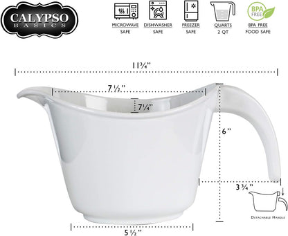 Reston Lloyd, Batter Bowl With Pour Spout, Non-Slip Base, Erogonomic Space Saving Detachable Handle, 2 QT Heavy Duty BPA-Free Microwave & Dishwasher Safe, Plum
