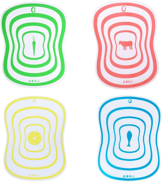 Zerodeko Anti-Slip Flexible Cutting Board Set 4-Pack 7.87X5.82X0.07 Inch Portable Plastic Chopping Boards for Kitchen Food Prep Non-Slip Mats